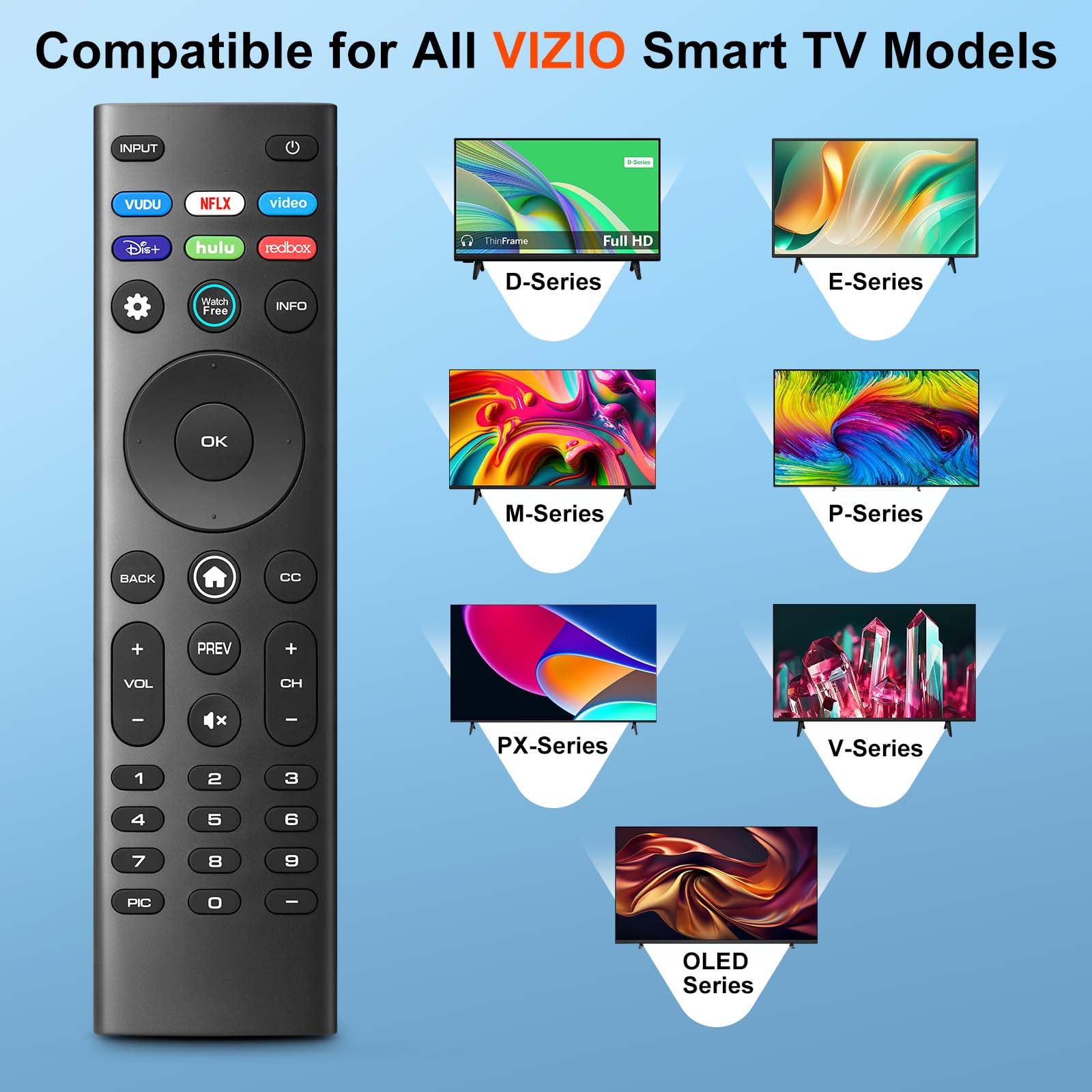VIZIO Smart TV Remote Replacement - Universal XRT140 -3 VIZIO Smart TV Remote Replacement - Universal XRT140 -3