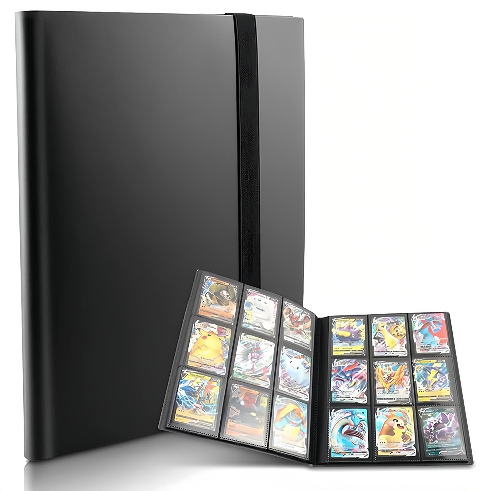 9 Pocket Trading Card Album  360 Side-Loading Capacity, Fits MTG/TCG/Football Cards (Black)