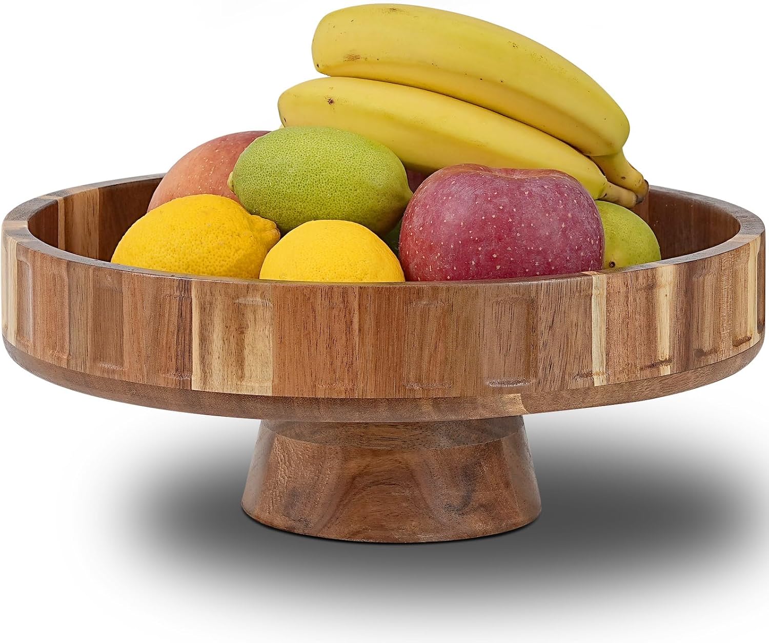 Wood Bowl, 12" Large Acacia Wooden Bowl for Friut, Bread, Keys, Dining Table Centerpiece, Home Decor (Wood)