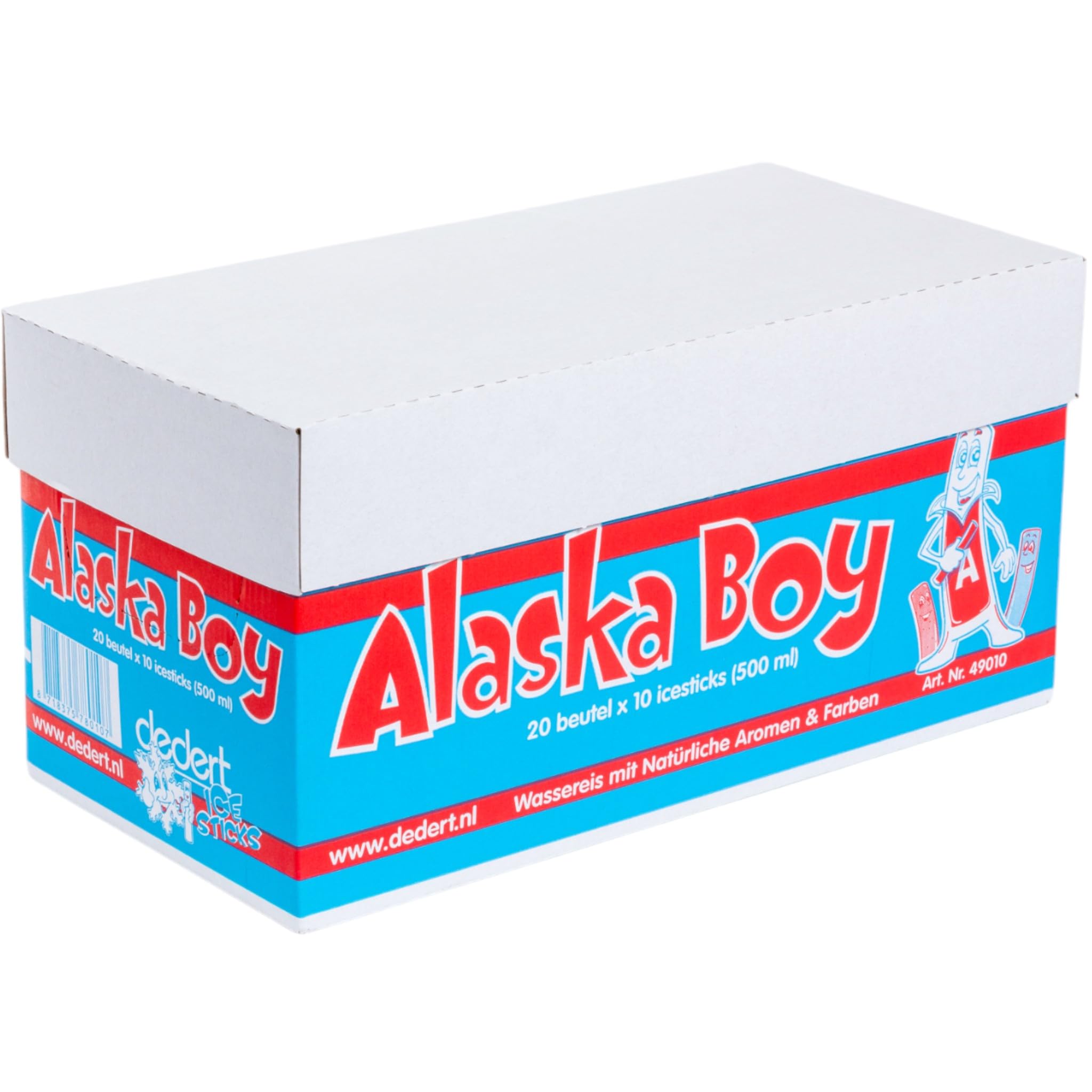 Alaska Boy Wassereis | VEGAN | 10 x 50ml (20er Karton Pack) | Stangeneis für den Sommer, Eis zum Lutschen & genießen + Zama4Zingo Karte