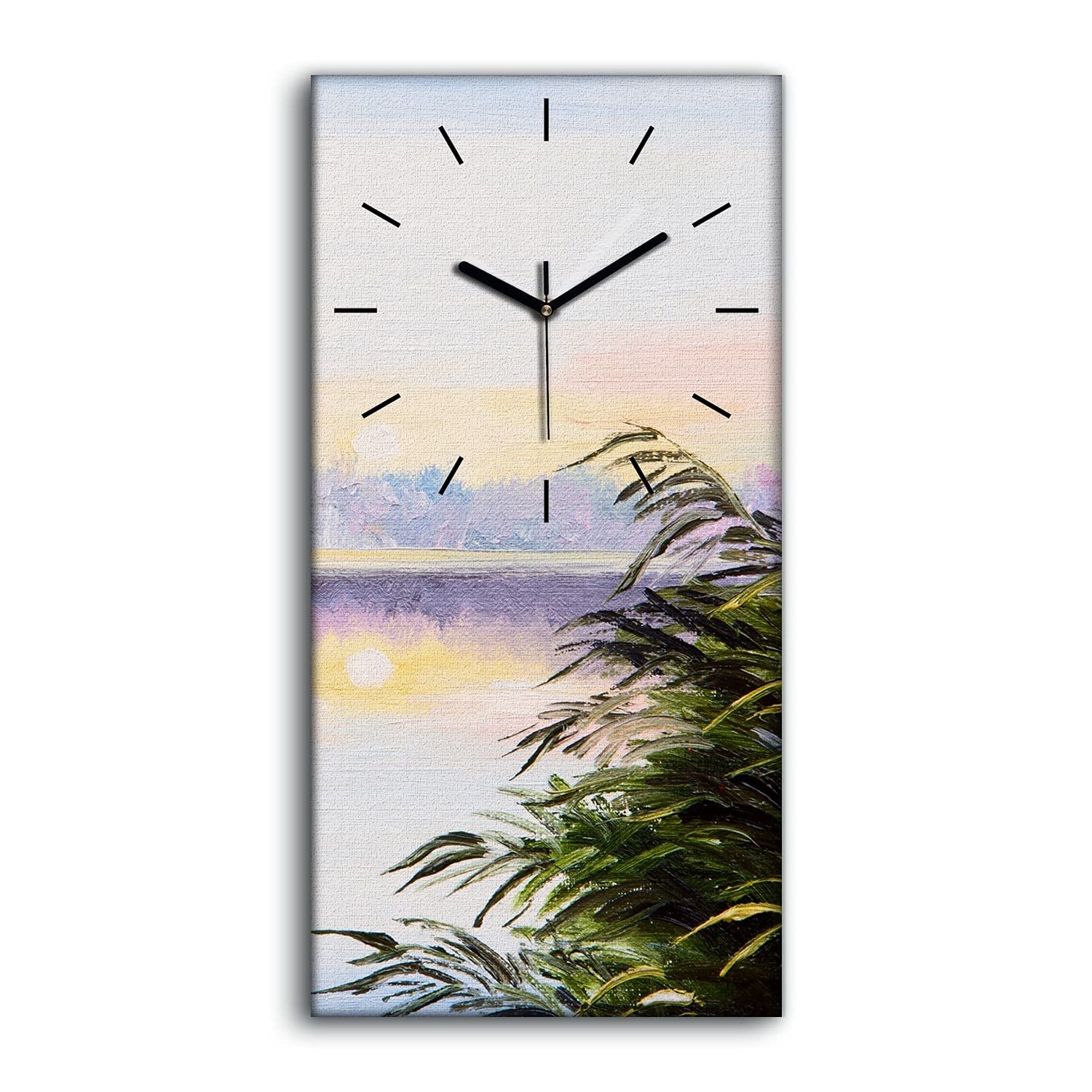 Horloge sur toile art moderne paysage de lac grand format decoration