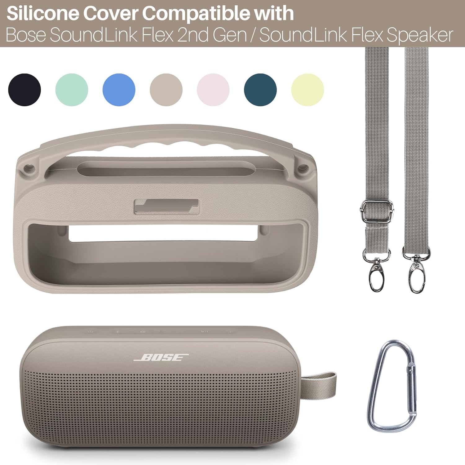2nd Gen Silicone Cover Compatible with Bose SoundLink Flex 2nd Gen/Bose SoundLink Flex Portable Speaker (Sandstone Cover) - Image 2