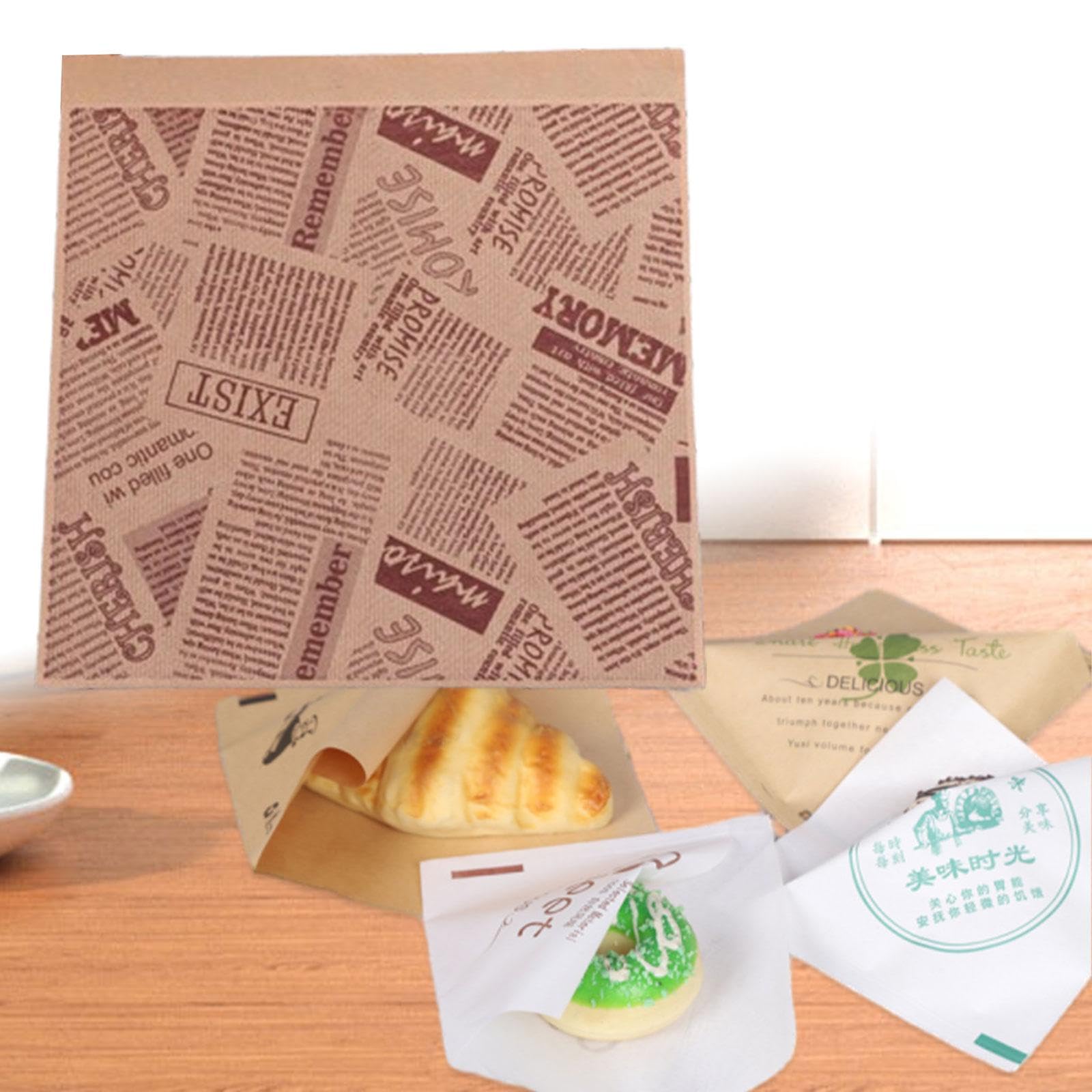 F Fityle 2x 100 Pezzi Sacchetto per Panini Sacchetti per Patatine Fritte Sacchetti per Alimenti Caldi Sacchetti di Carta Oleata Antiaderente Sacchetti Da Forno