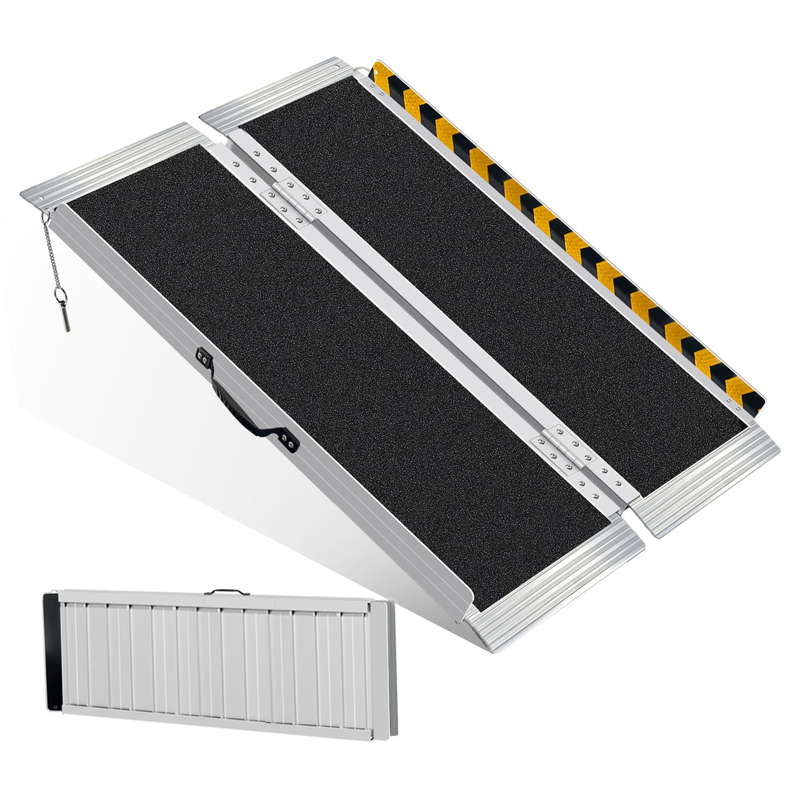 4FT Portable Wheelchair Ramp,Lightweight Foldable Aluminum Ramp for Home Steps, Non-Slip Surface, Supports Up to 800 lbs - Ideal for Wheelchairs, Scooters, and Walkers