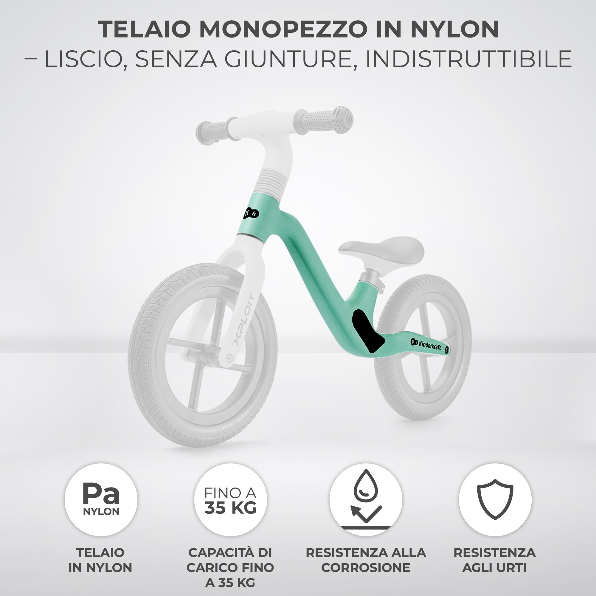 Kinderkraft XPLOIT Bicicletta, Leggero Bici Senza Pedali, fino 2 Anni