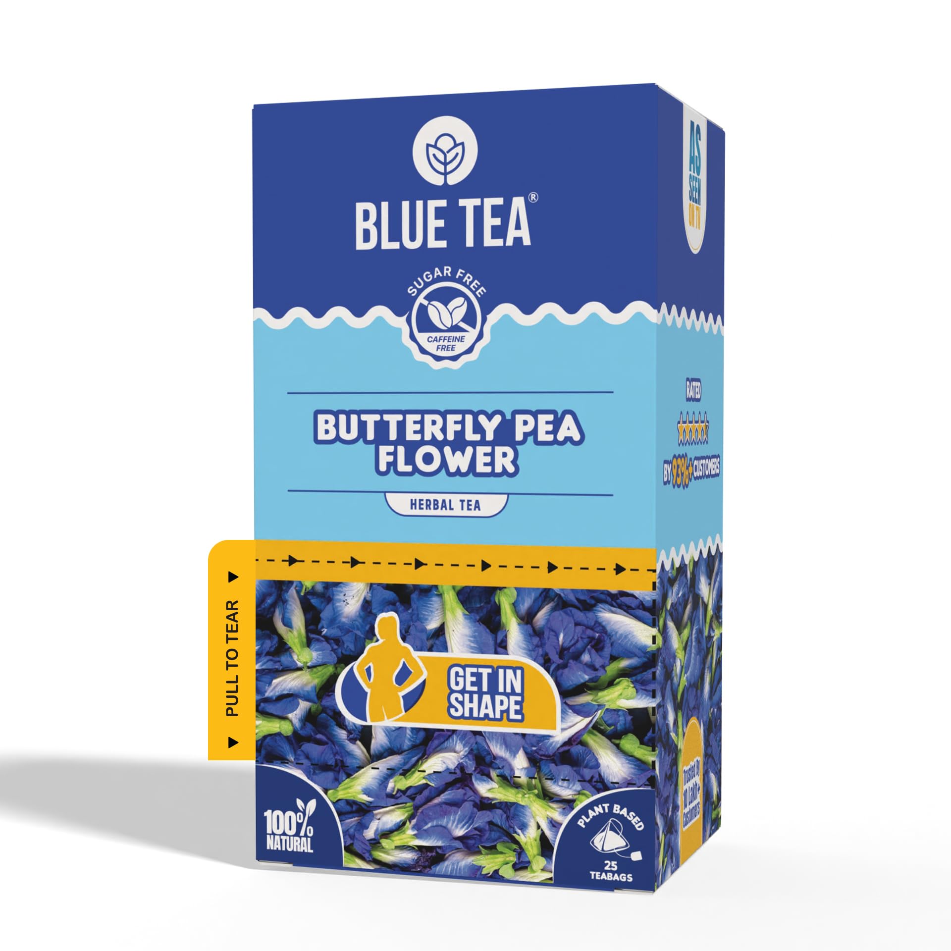 BLUE TEA - Butterfly Pea Flower Tea - 25 Tea Bags - Plant Based | Weight Management | Aparajita - Shankhpushpi | Caffeine Free - Herbal Tea | Single Tear Box | Easy Pull Sachets