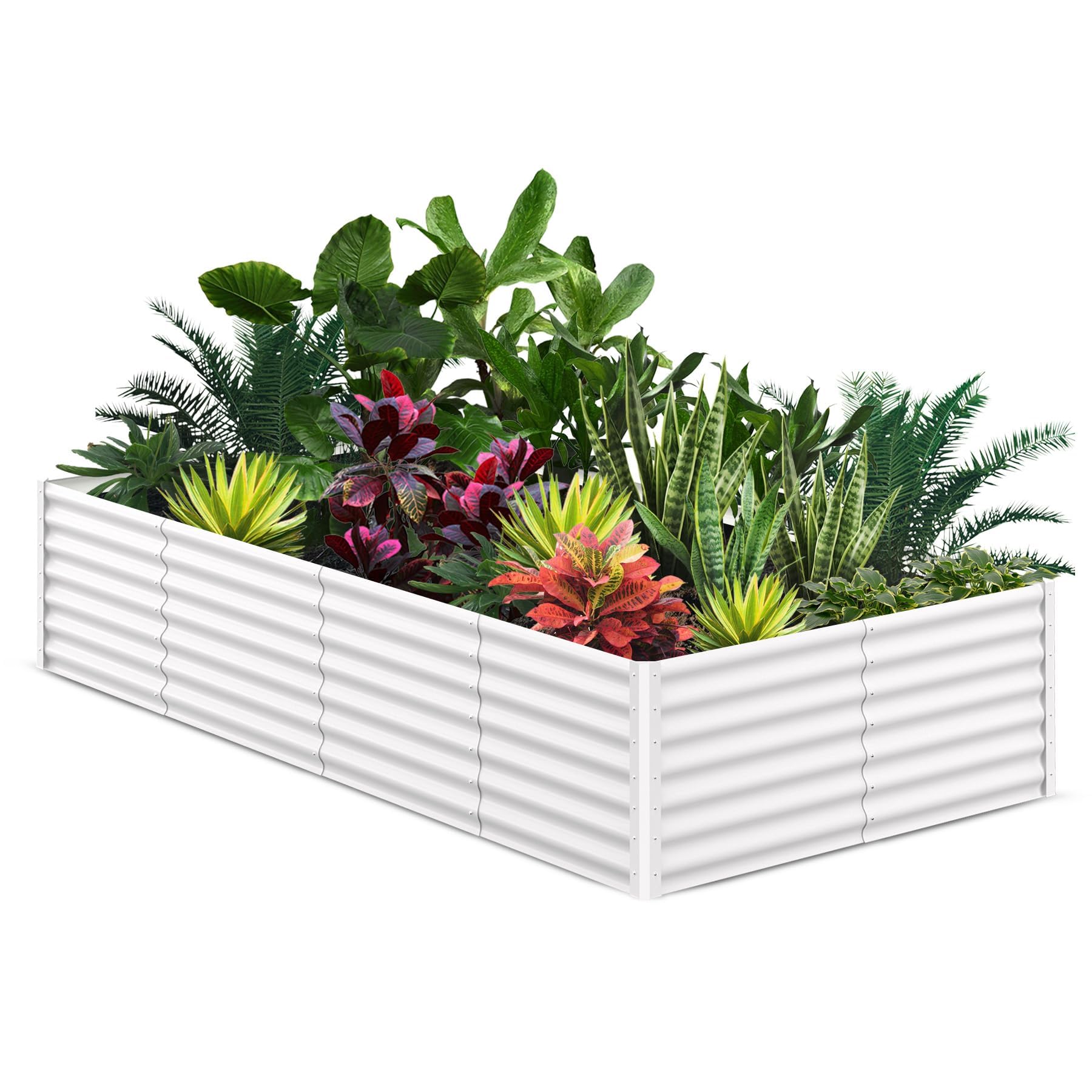 Galvanized Raised Garden Bed, 244 x 122 x 61cm Outdoor Metal Raised Planters, Bottomless Galvanised Steel Planter Box, Planter Garden Boxes Outdoor, Safety Edge, for Vegetables Flowers Herbs