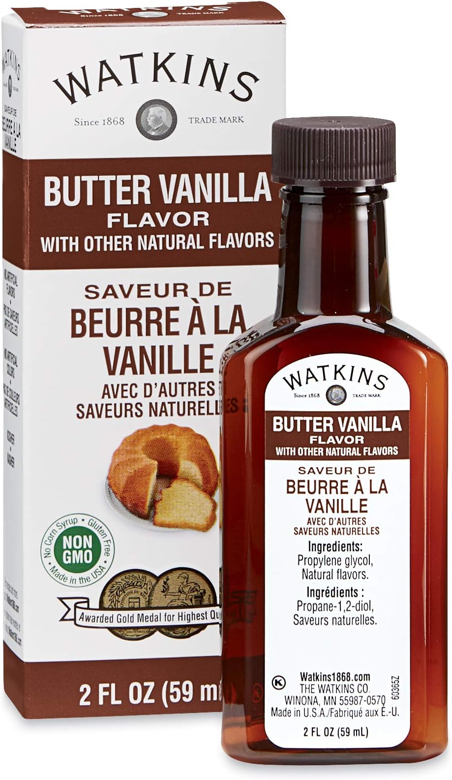 Watkins Butter Vanilla Flavor 2 oz. Bottle, 6-Pack