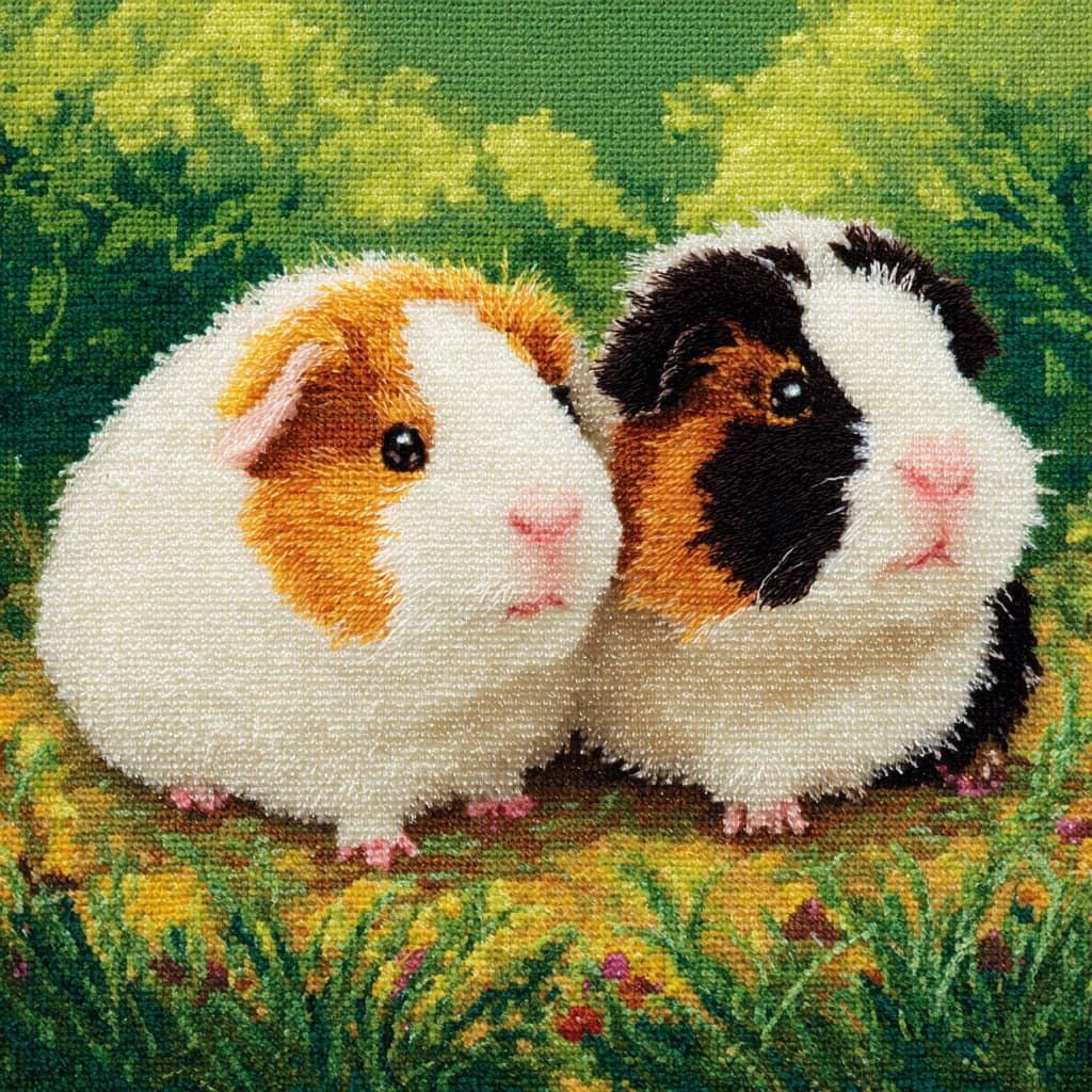 Taxpy DIY Latch Hook Rug Kits, Animal Guinea Pig Latch Hook Cushion Kits Pillowcase Rug Pattern Arts and Crafts Crochet Needlework 43x43cm