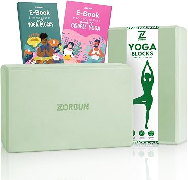 Yoga Block Set of 2 - High Density EVA Foam Blocks - Anti-Slip Yoga Brick with eBook - Perfect for Pilates, Exercise, Meditation
