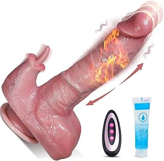 Sex Toy Thrusting Dildo Vibrator - 8.6 Inch Rabbit Dildo Realistic Huge Thick Silicone Dildo with 3 Thrusting & 9 Vibrating Modes for G Spot Clitoral Stimulation, Suction Cup Penis Vibrators for Women
