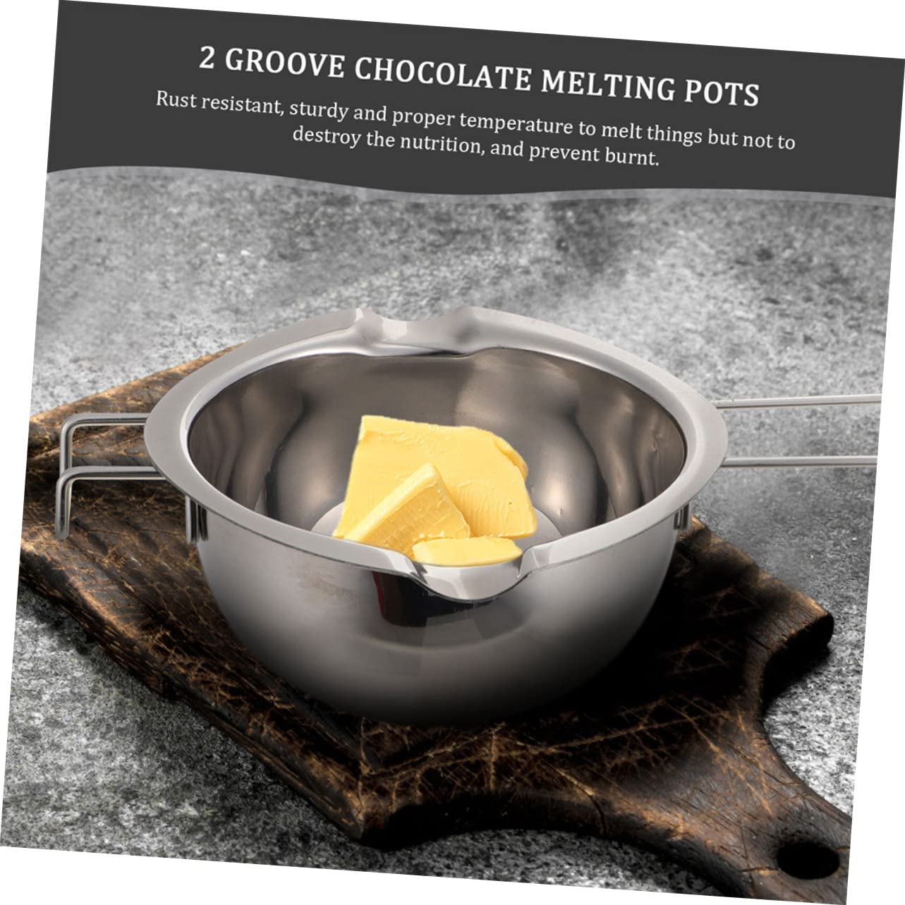 BEBEMOKO 1set Stainless Steel Melting Pot for Chocolate Butter Cheese Double Boiler Spatula Capacity for Baking Cooking