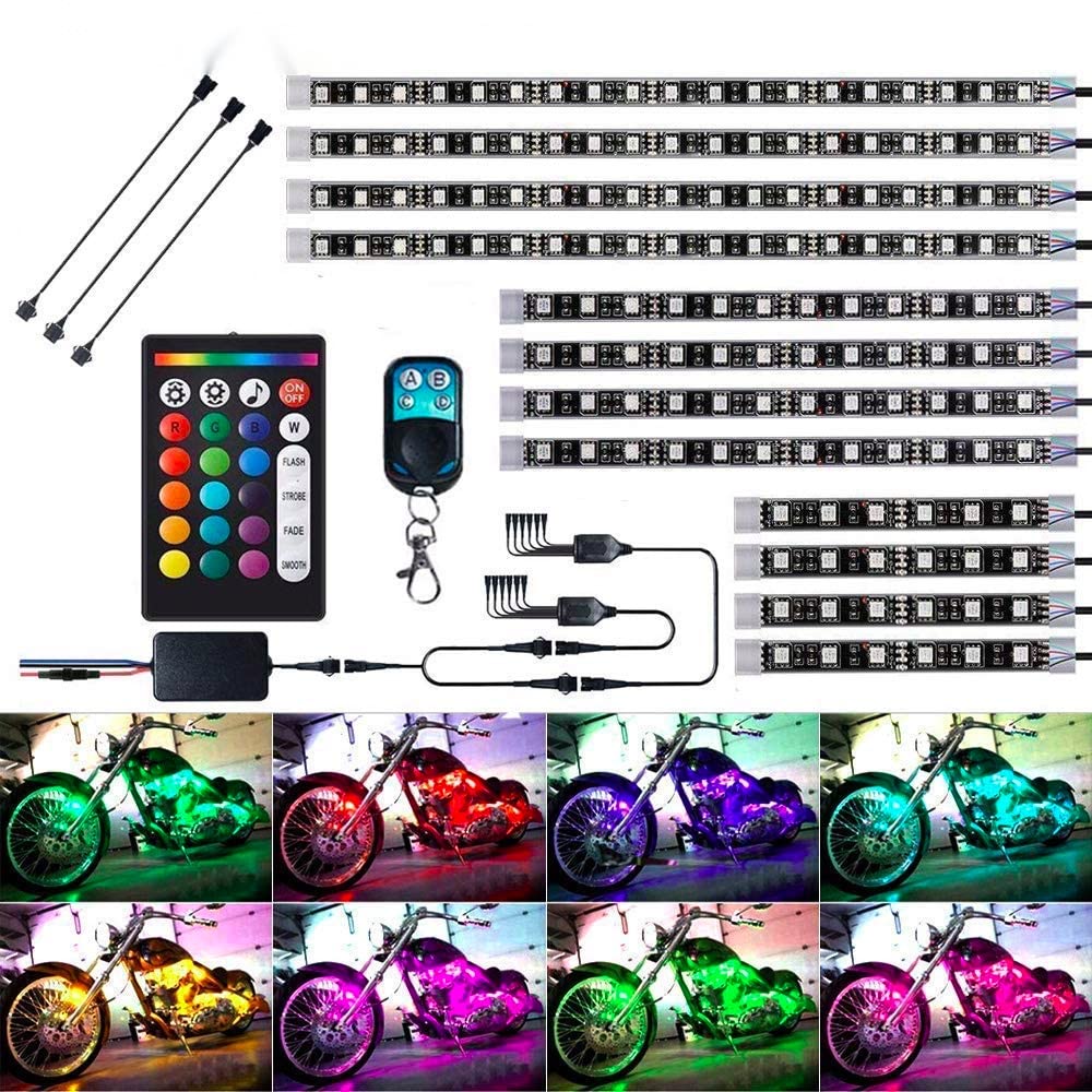 Amazon | バイク用 LEDテープライト 12本セット RGB 全18色