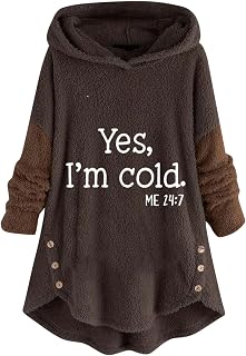HOT1950s Fleece Jacket Women Plush Button Oversize Hooded Jumpers Winter Warm Plush Dress Christmas Fleece Hoodie Pullover Sweater for Women Outdoor Long Sleeve Wool Coat with Pockets