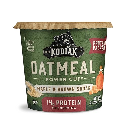 Vista 28 de Kodiak Cakes - Paquete surtido de avena instantánea con proteína en vaso: sabor mantequilla de maní con chispas de chocolate, miel de arce y azúcar