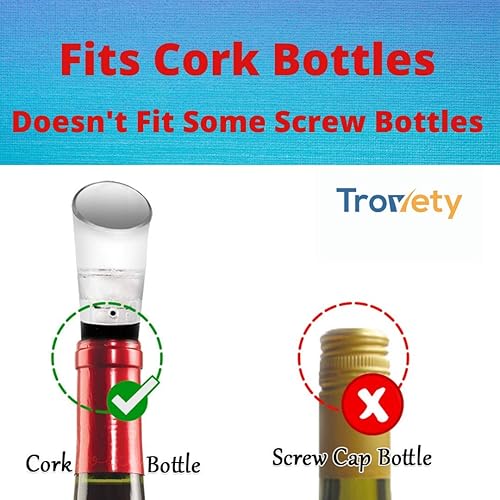 Miniatura 5 de Trovety Aireador de vino y tapón de silicona para vino, difusor 2 en 1, oxigenador y dispensador de vertido para mejores sabores más suaves de vinos