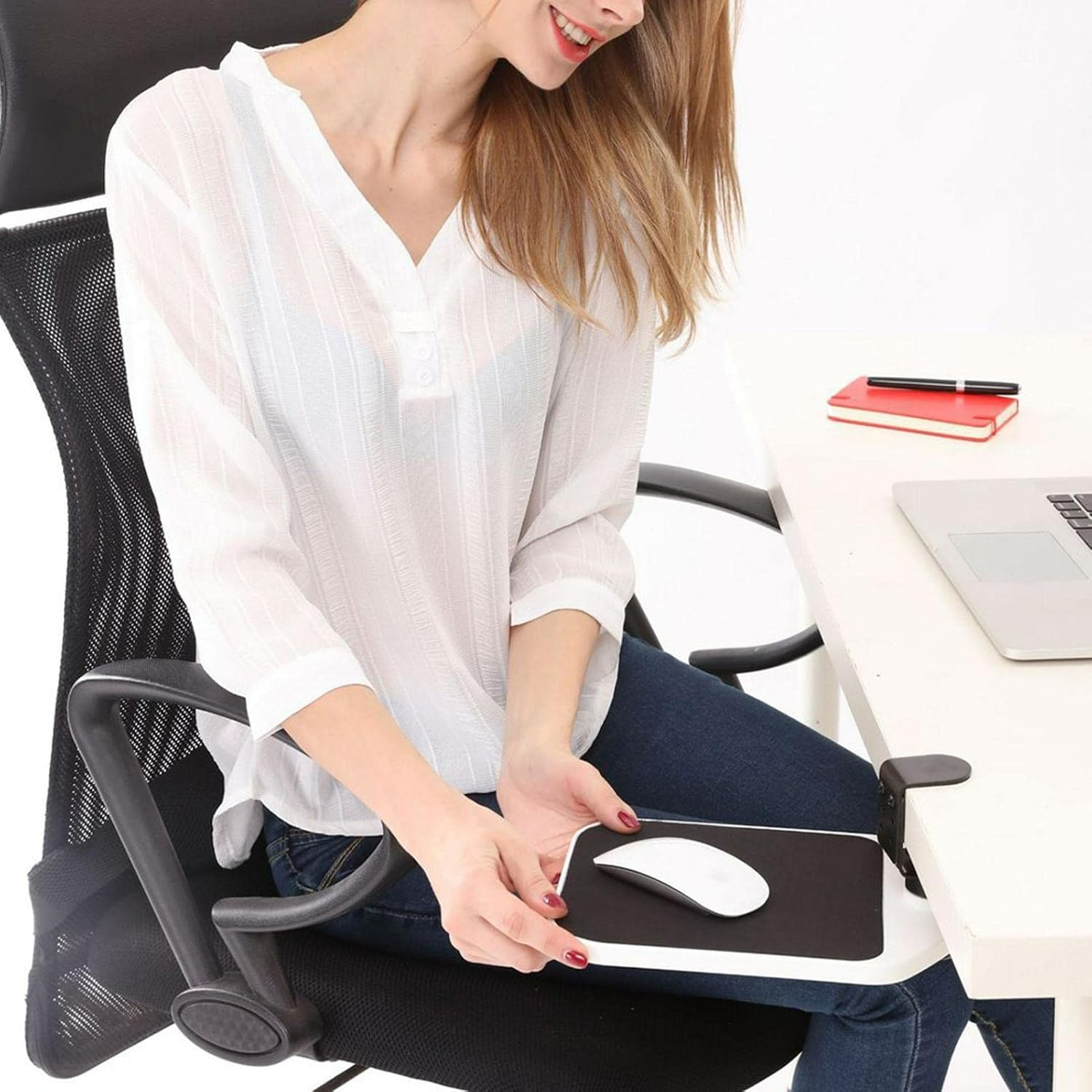 UnderDesk Mouse Tray,Easy ClampOn Mouse Pad Rotating 360