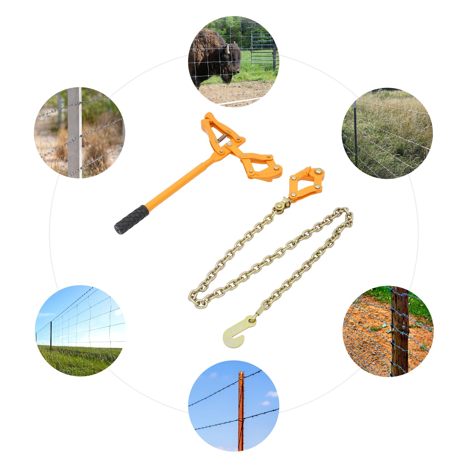Herramienta de tensor de alambre de 1,2 m, herramienta de reparación de vallas de alambre, tensor de alambre de púas para vallas, establos y granjas