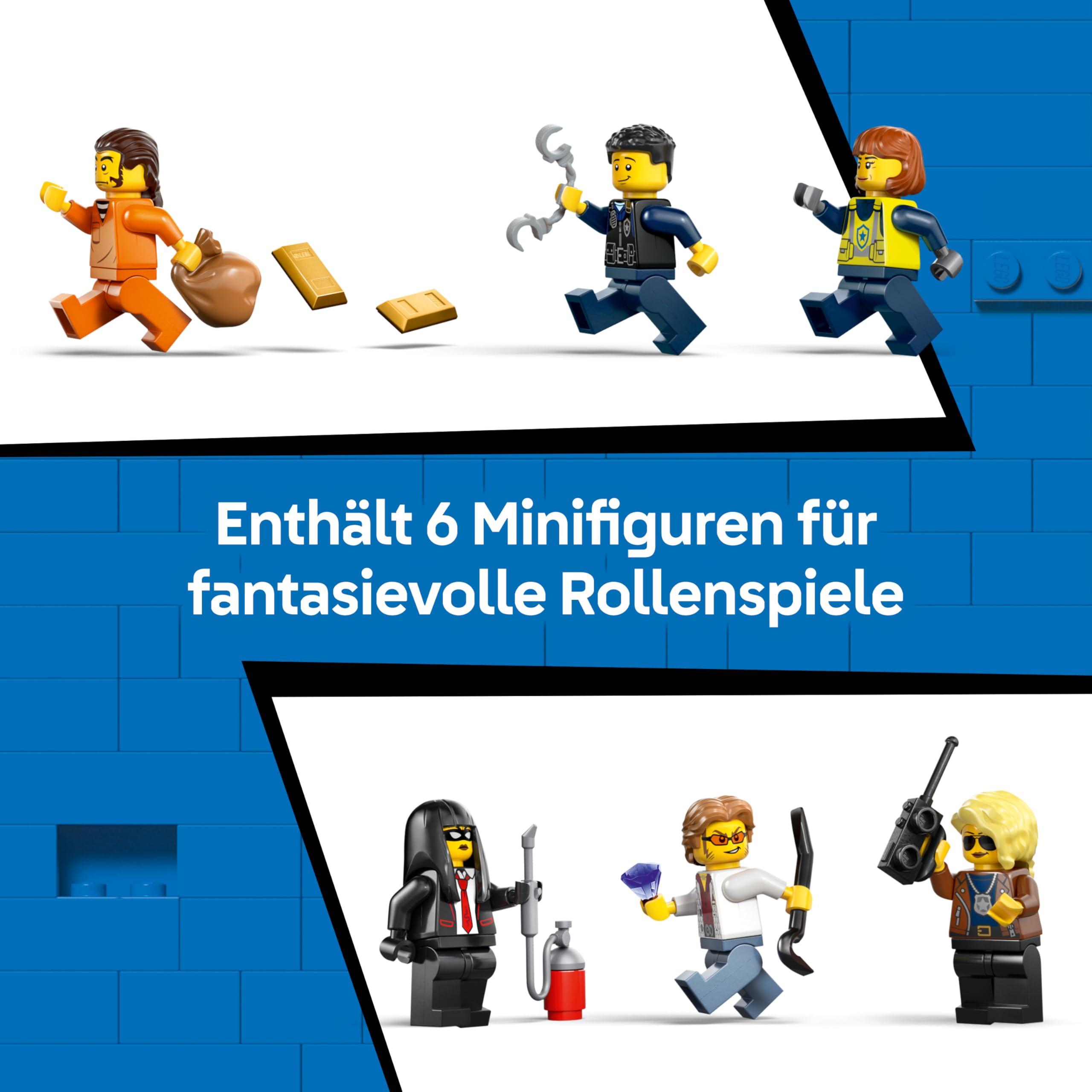 LEGO City Überfall auf den Polizeizug - Ferngesteuerter Spielzeug Zug - Modellbau mit kreisförmiger Strecke, Helikopter, Rallyeauto und 6 Minifiguren - Geschenk für Jungen ab 7 Jahren - 60508
