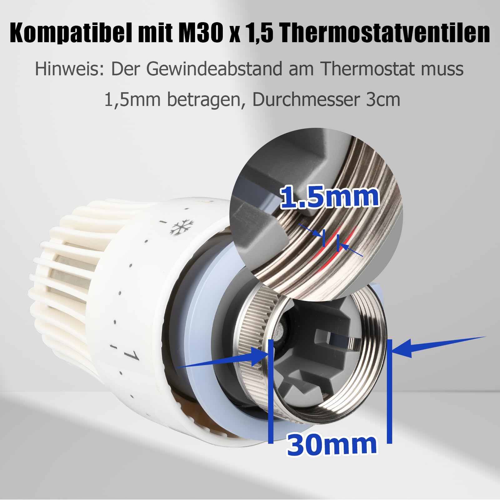 Ancable Adattatore per valvola del radiatore in metallo adatto per Danfoss RAVL 26 mm su testa termostatica M30 x 1,5, accessori per riscaldamento durevoli (4 pezzi)
