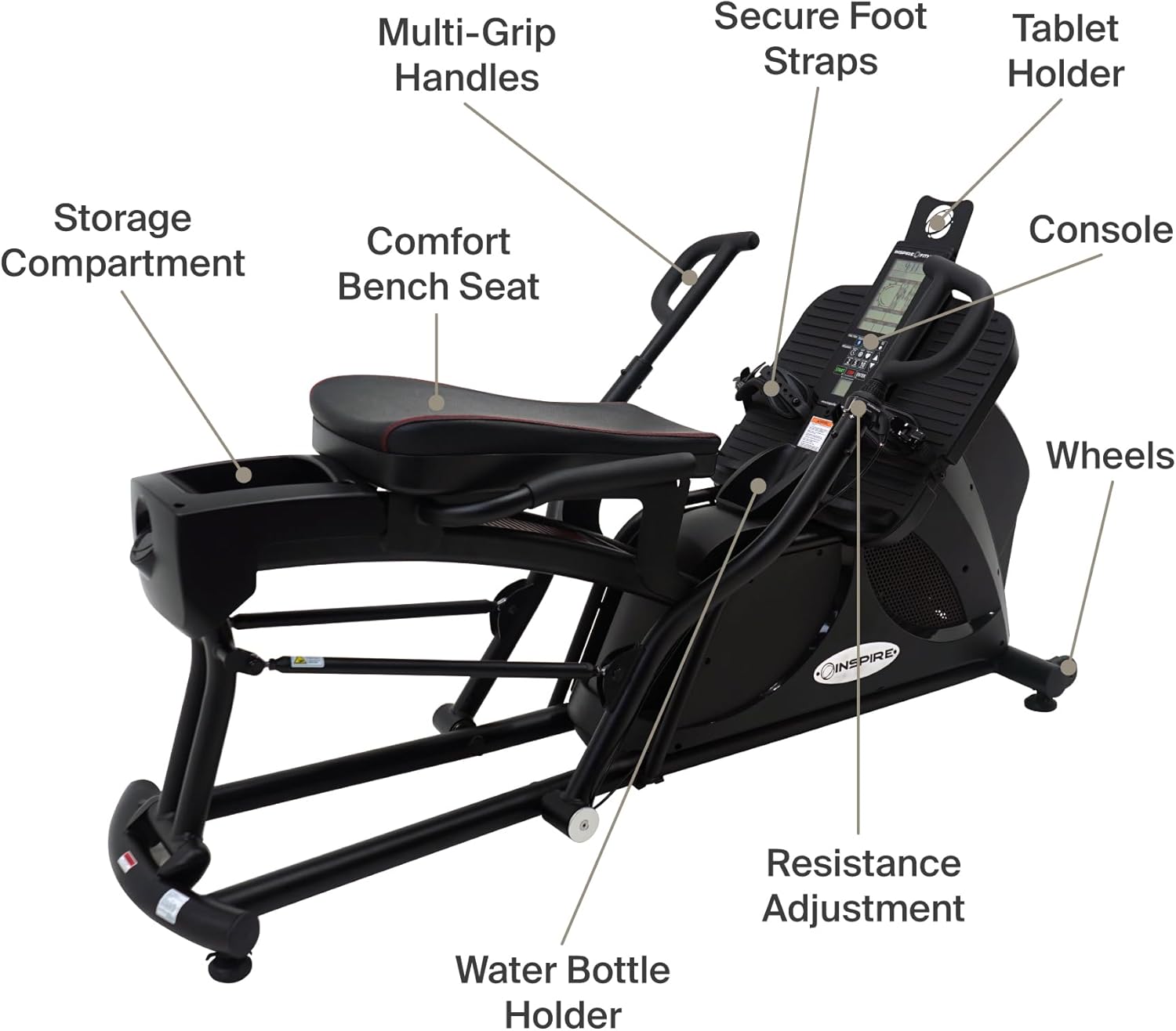 Inspire Fitness CR2.5 Cross Row (Magnetic Rowing Machine), LCD Display with Tablet Holder