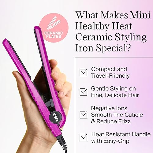 Miniatura 6 de Eva NYC Mini Healthy Heat - Hierro de cerámica para peinar de 05 pulgadas color mosto