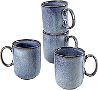 Vista 1 de UNICASA Taza de café – Juego de 4 tazas de té de cerámica de 14 onzas, cereales de porcelana, tazas con asa grande para café, té, leche, café