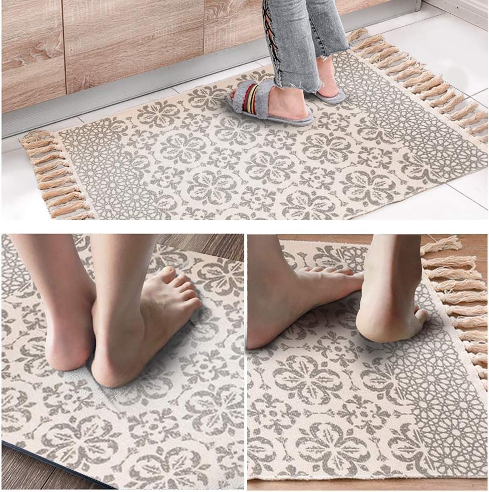 INKAROBOX Cotton Rugs with Tassel Woven Cotton Throw Rug Runner for Kitchen Living Room, Bedroom, Laundry Room - Image 2