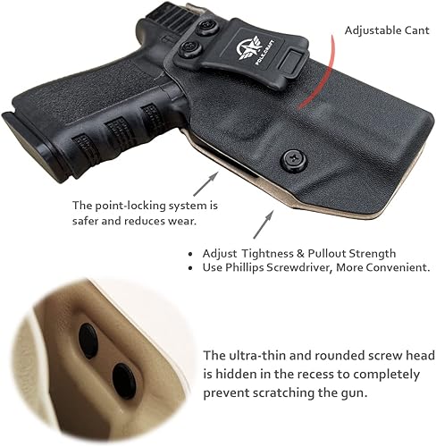 Miniatura 4 de IWB Funda de cuero Kydex compatible con Glock 19 19X 25 44 45 (Gen 3 4 5)  Glock 23 32 (Gen 3 4) Pistola - Cintura interior oculta para G19 G19X G23