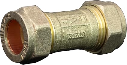 15mm Single Check Valve WRAS Approved Compression Fitting Non Return Valve one Way Isolation Valve DZR Prevents Backflow Durable Construction (15mm)