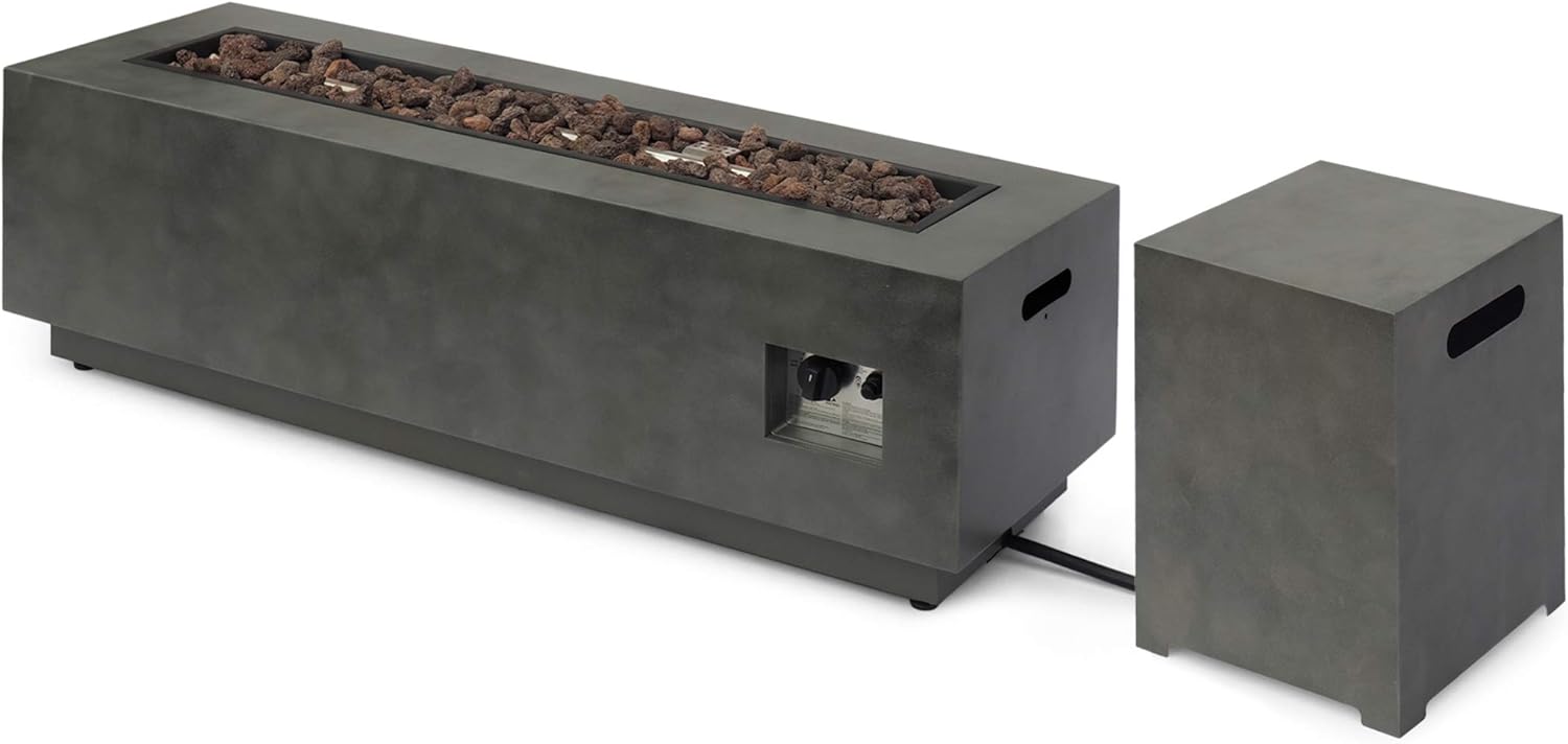 Lynn Outdoor Rectangular Fire Pit with Tank Holder