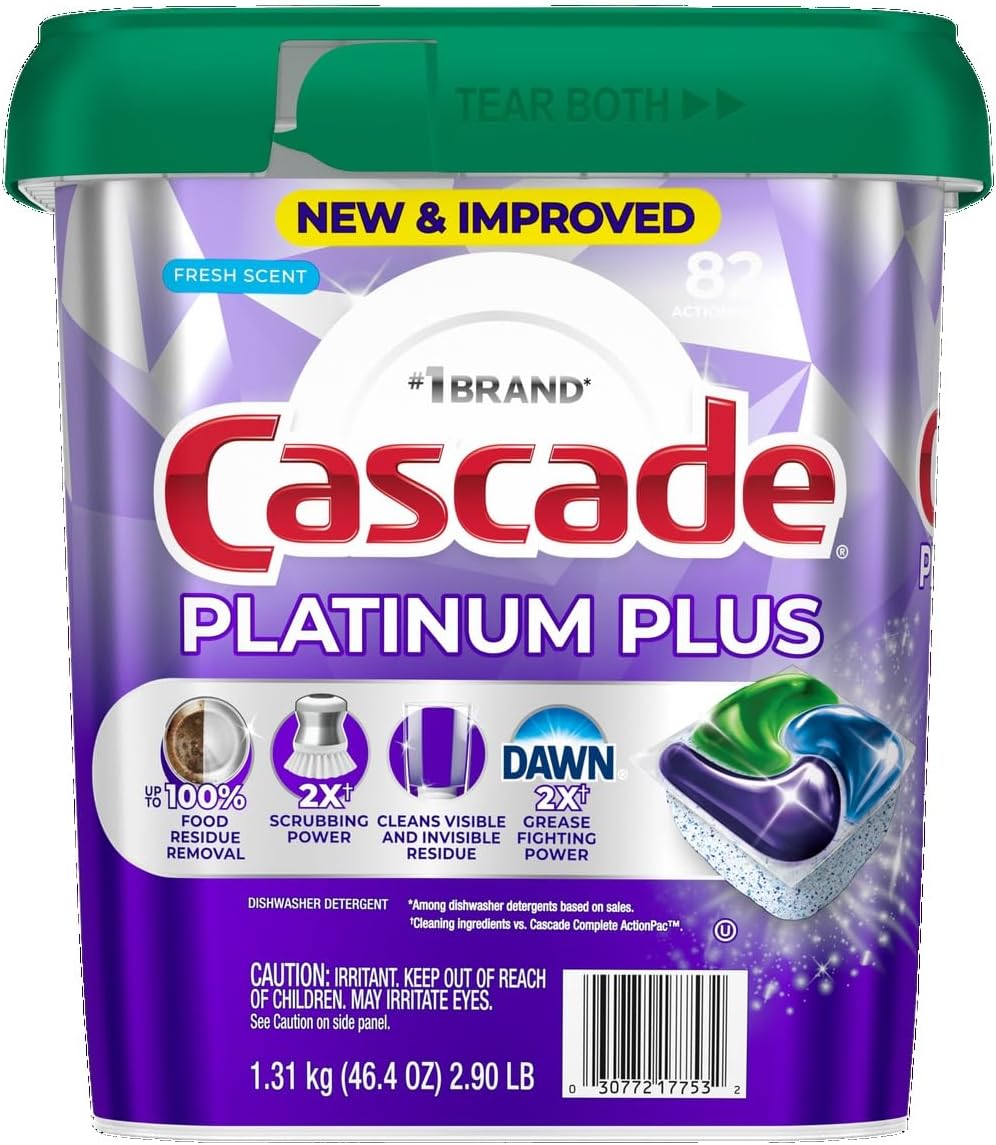 Cascade Platinum Plus Dishwasher Detergent, Fresh Scent, 82 Pacs with 24 bonus - 106 Pacs