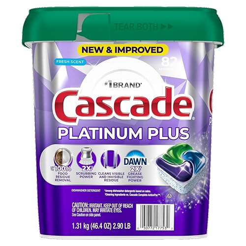 Cascade Platinum Plus Dishwasher Detergent, Fresh Scent, 82 Pacs with