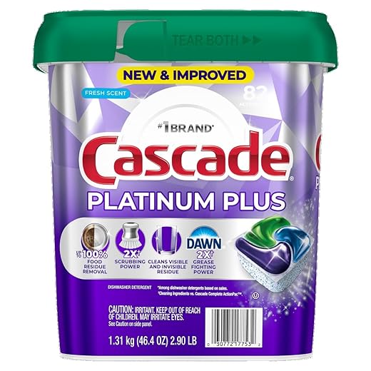 Cascade Platinum Plus Dishwasher Detergent, Fresh Scent, 82 Pacs with 24 bonus - 106 Pacs