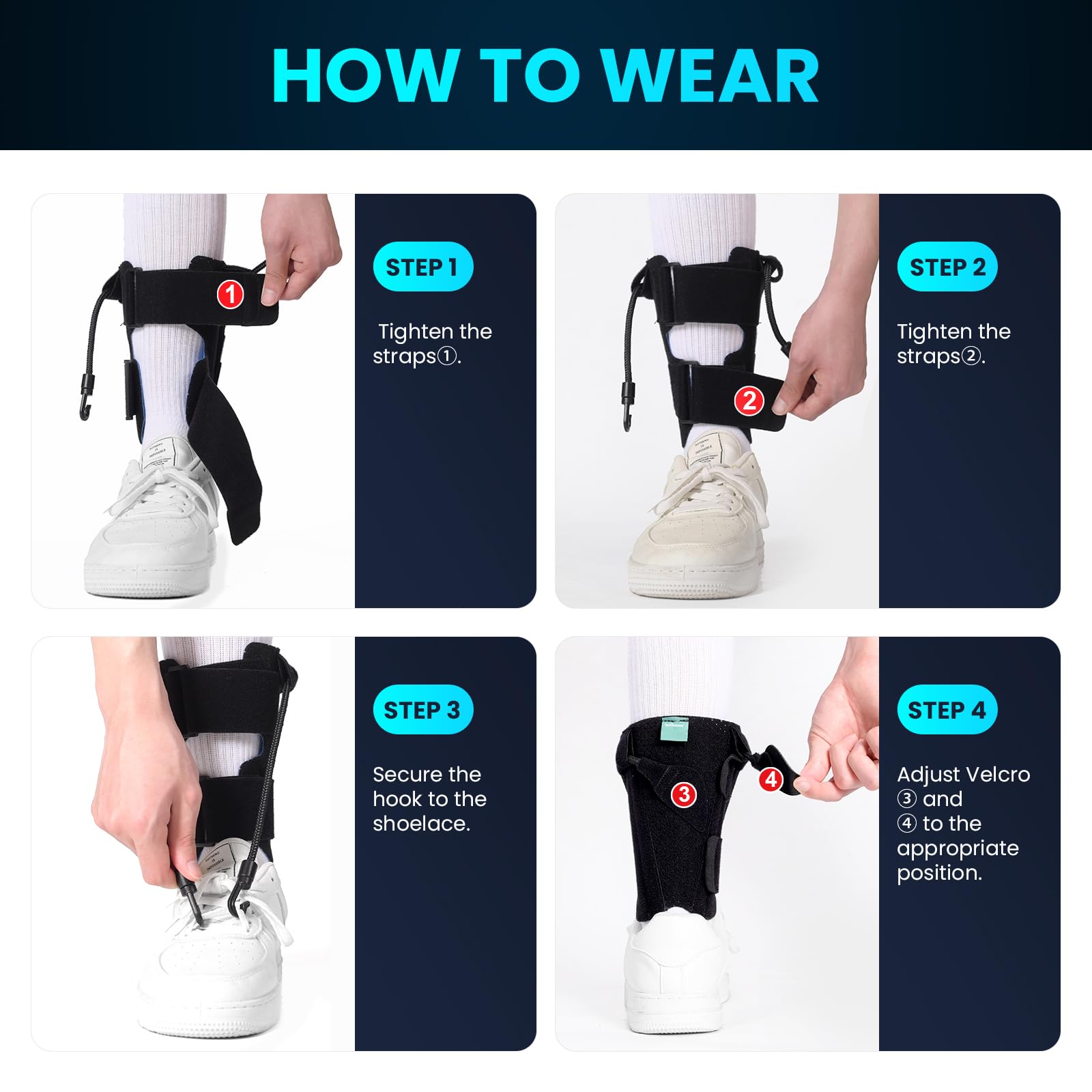 Welnove AFO Foot Drop Brace – Adjustable Drop Foot Braces for Men & Women, Soft and Comfortable Ankle Support for Walking, Fits Left or Right Foot, Improves Gait & Stability