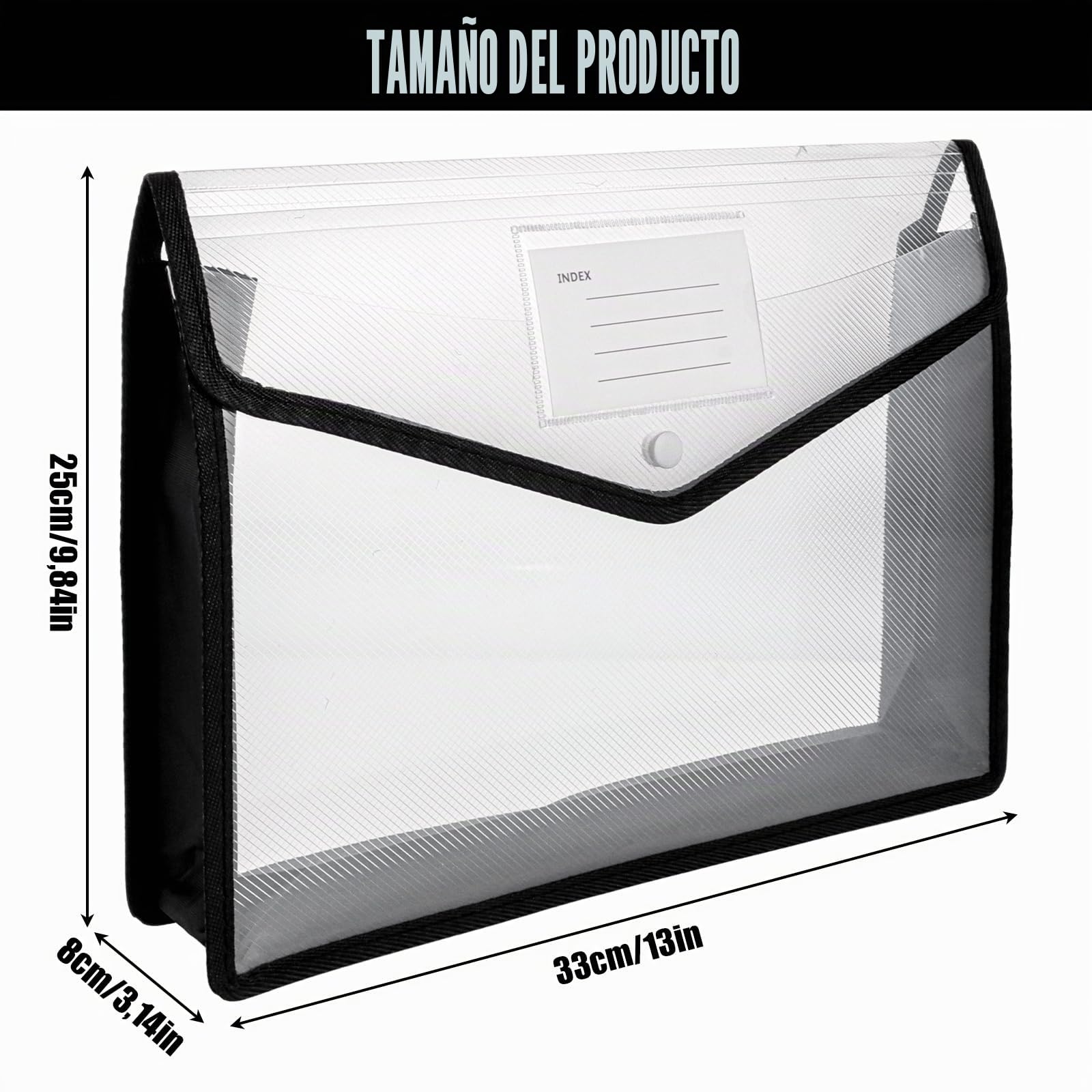 JMIATRY 8 carpetas para documentos A4, de plástico, tamaño A4, con botón de presión, para oficina, escuela, viajes, color negro