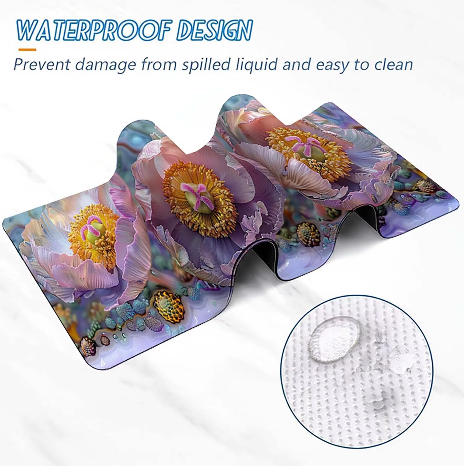 Tappetino Mouse Gaming, 120x60 cm Tappetino Mouse Fiore, Impermeabile e Antiscivolo Tappeto Gaming, Bordo Cucito con Liscio Superficie, Rosa per Ufficio, Decor PjY14718 4-8
