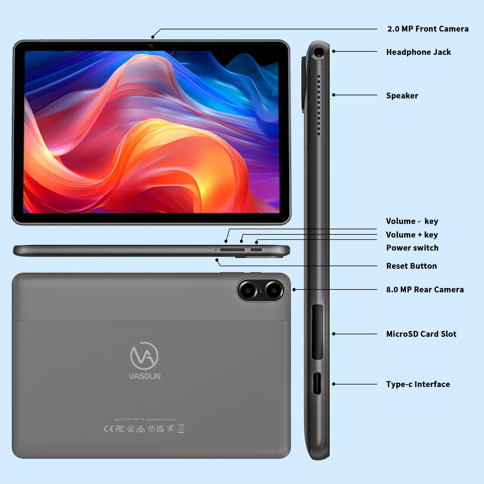 Amazon.com : VASOUN 10-Inch Android 13 Tablet, (4+4GB Expand) RAM