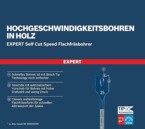 Miniatura 5 de Bosch 7X Expert - Juego de brocas de pala de velocidad de corte automático (para madera blanda, tablero de partículas, Ø 0.630-1.260 in,