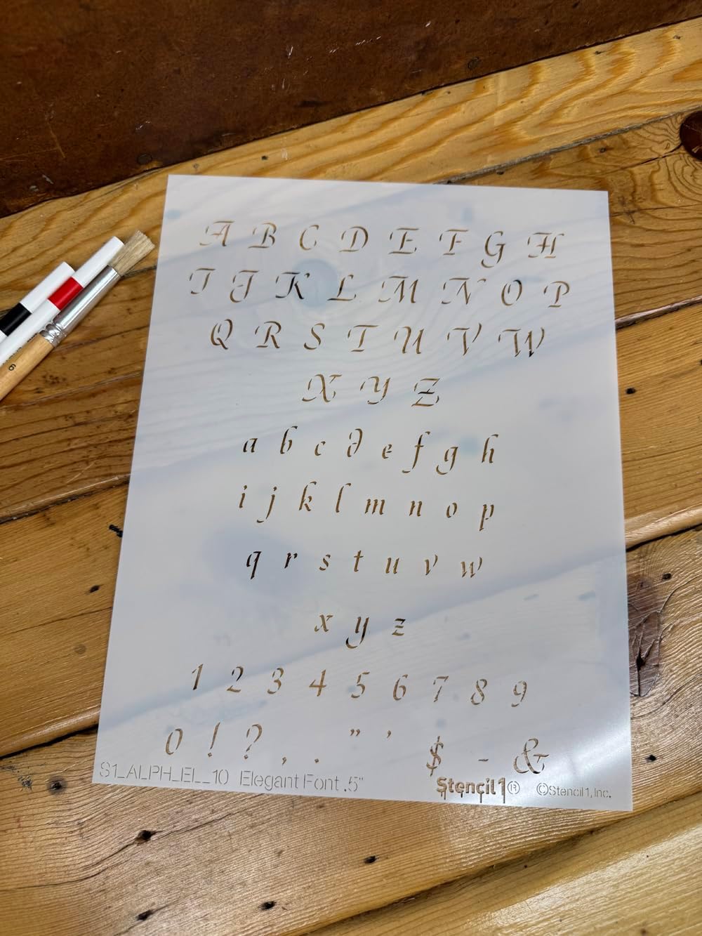 Stencil1 Elegant Font Letter Stencils 1/2" - Letters & Numbers - Uppercase & Lowercase Alphabet - Painting, Drawing, Wood, Vinyl & Crafts 8.5” x 11”