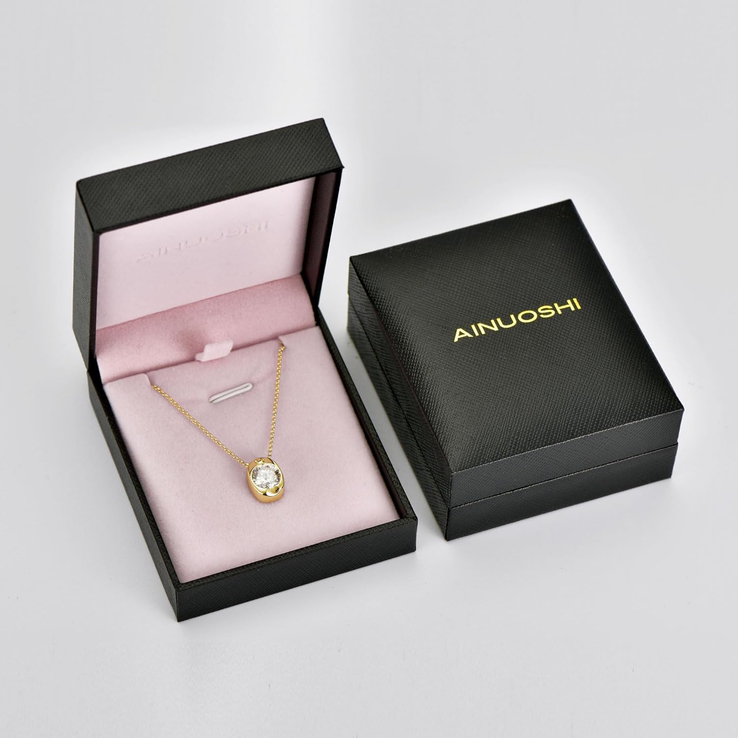 AINUOSHI 2 Carat Moissanite Necklace for Women Oval Shape Solitaire Pendant 14k Gold Plated 925 Sterling Silver GRA Certified Round Brilliant Lab-created Imitation Diamond Alternative - Image 7