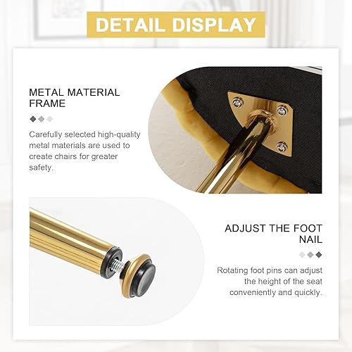 Miniatura 6 de Juego de 2 sillas de comedor de terciopelo, modernas sillas de comedor tapizadas con patas de metal dorado para comedor, tocador, cocina, sala de