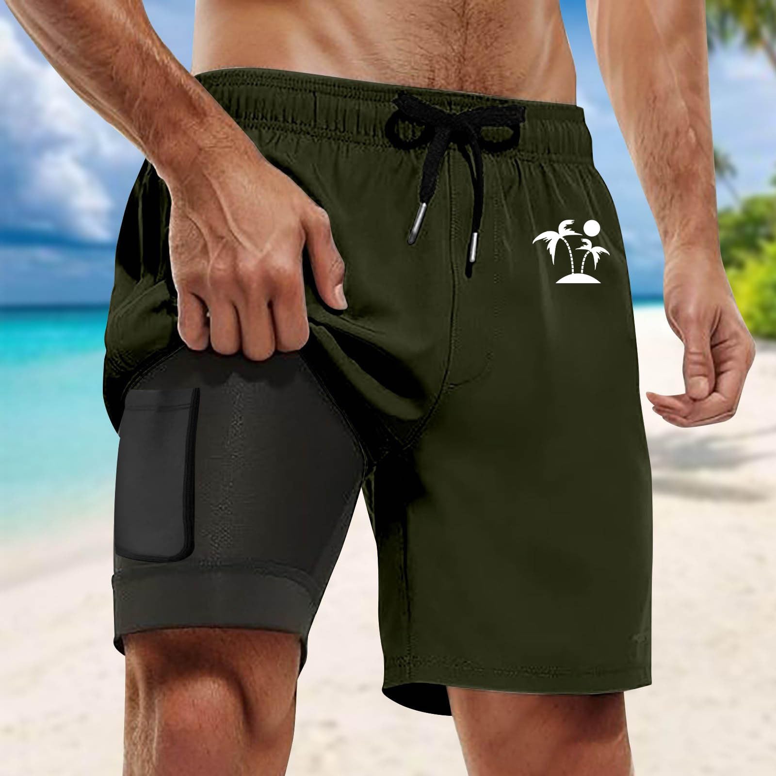Générique Short de Bain Homme,avec Cordon de Serrage Réglable Élastique Piscine Surf Séchage Rapide Hawaïen Short de Bain Long Homme Boxer de Bain Garcon Maillot de Bain Manga pour Plage Et Piscine