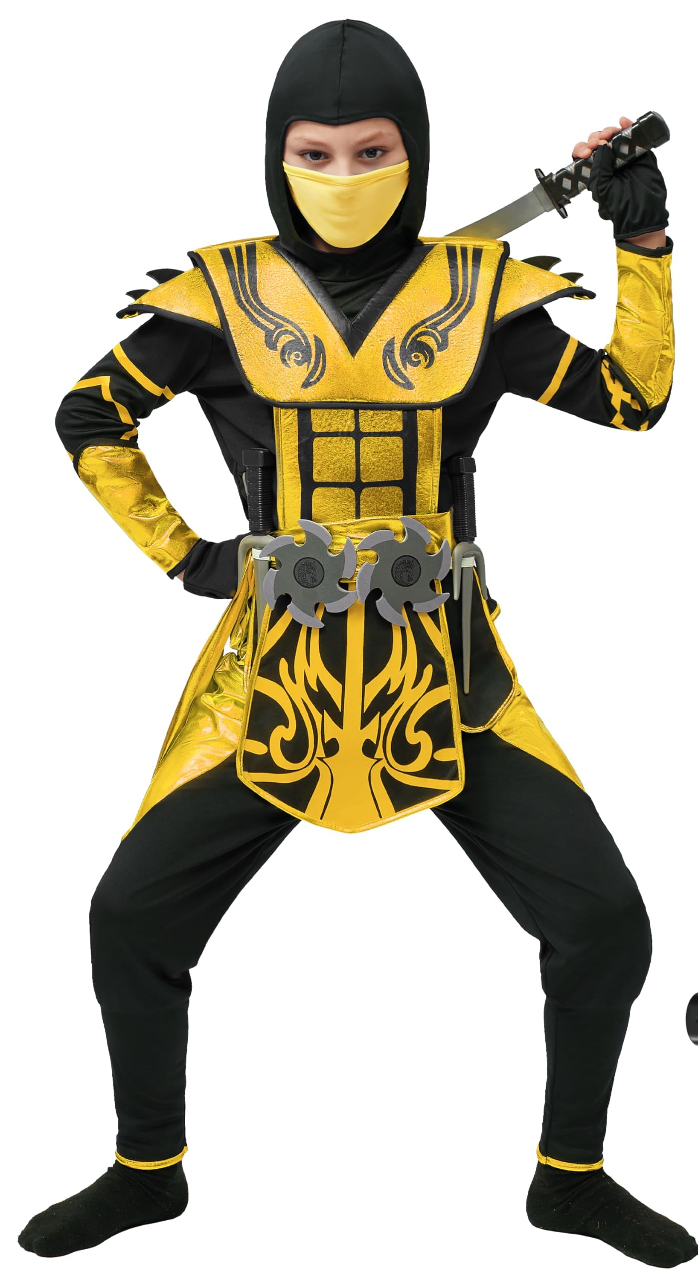 Spooktacular CreationsNinja Costume for Boys, Kids Ninja costume with Ninja Accessory Toys for Halloween Costume Dress Up