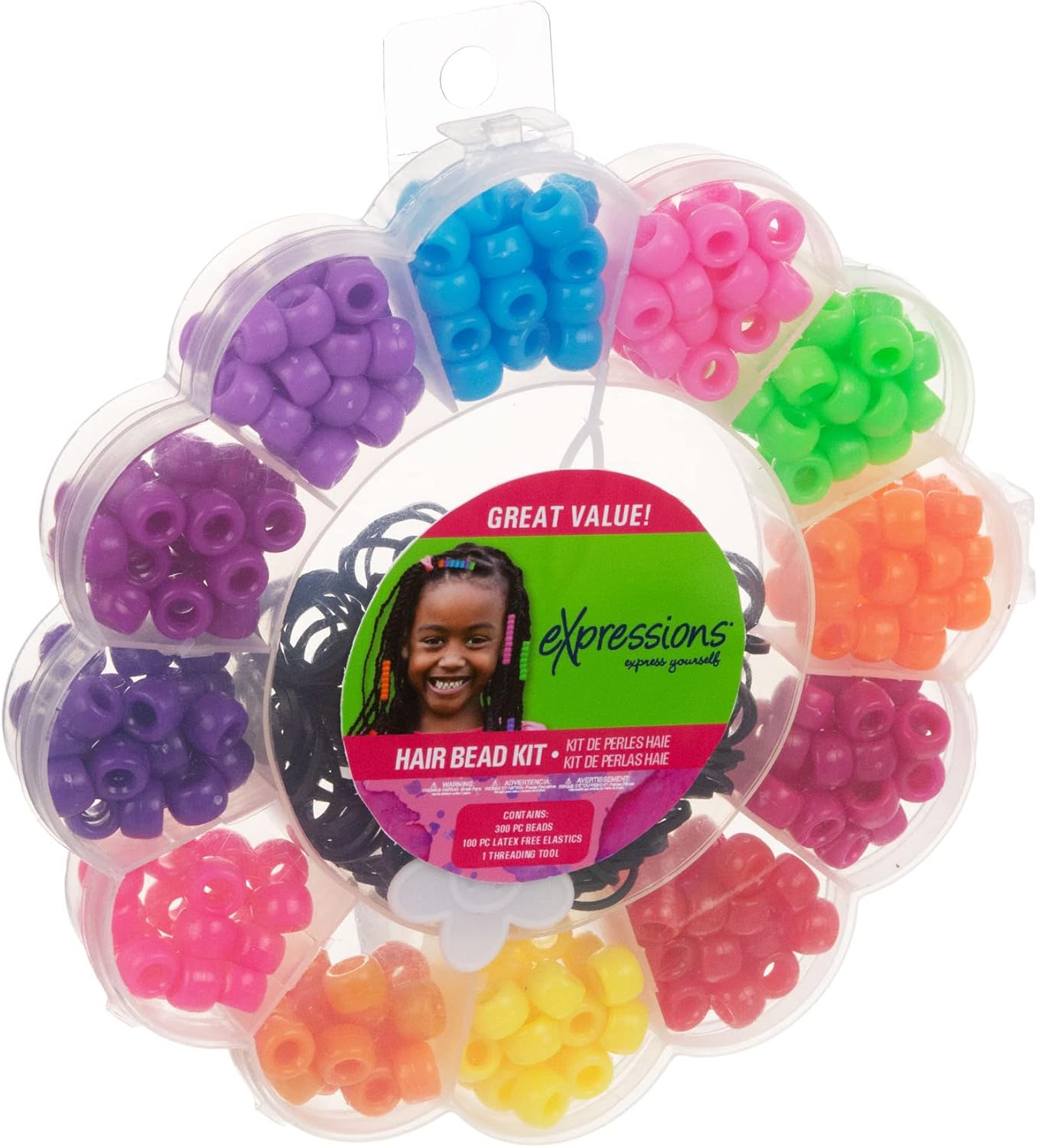 Expressions Hair Bead Kit in Round Container Great Value