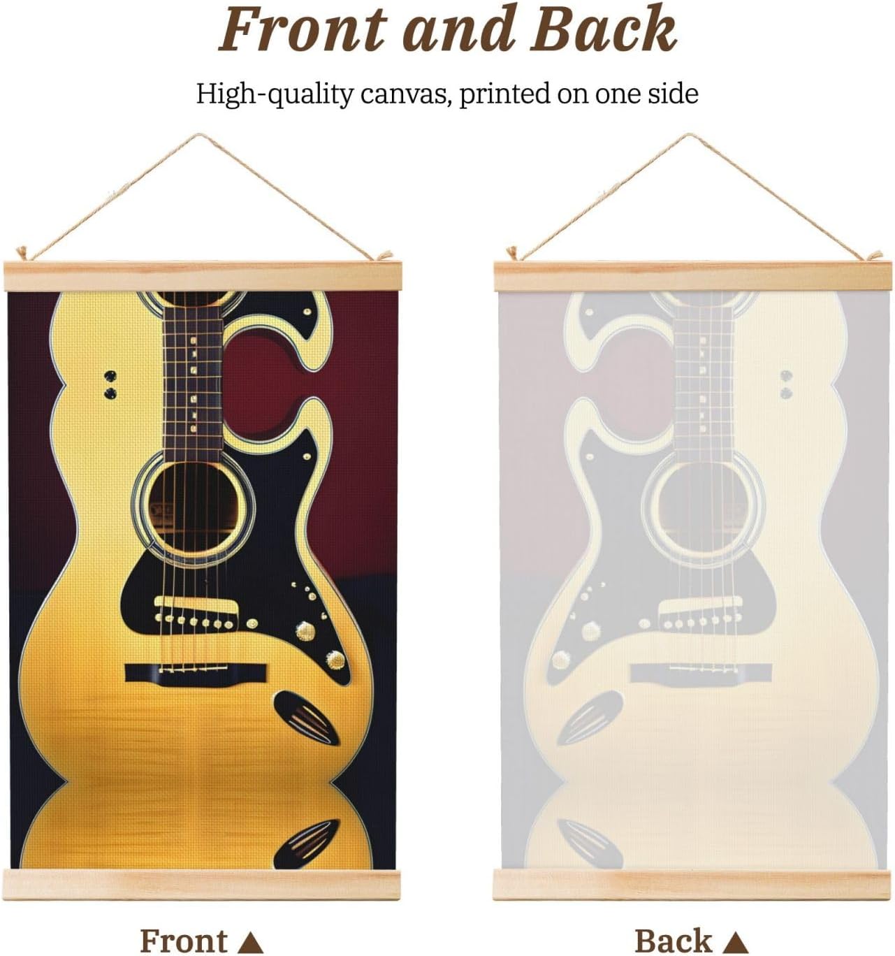 Note Guitar Print Poster Hanger,Hanging Poster, Poster Frame,Wood Poster Hanger, For Wall Hanging