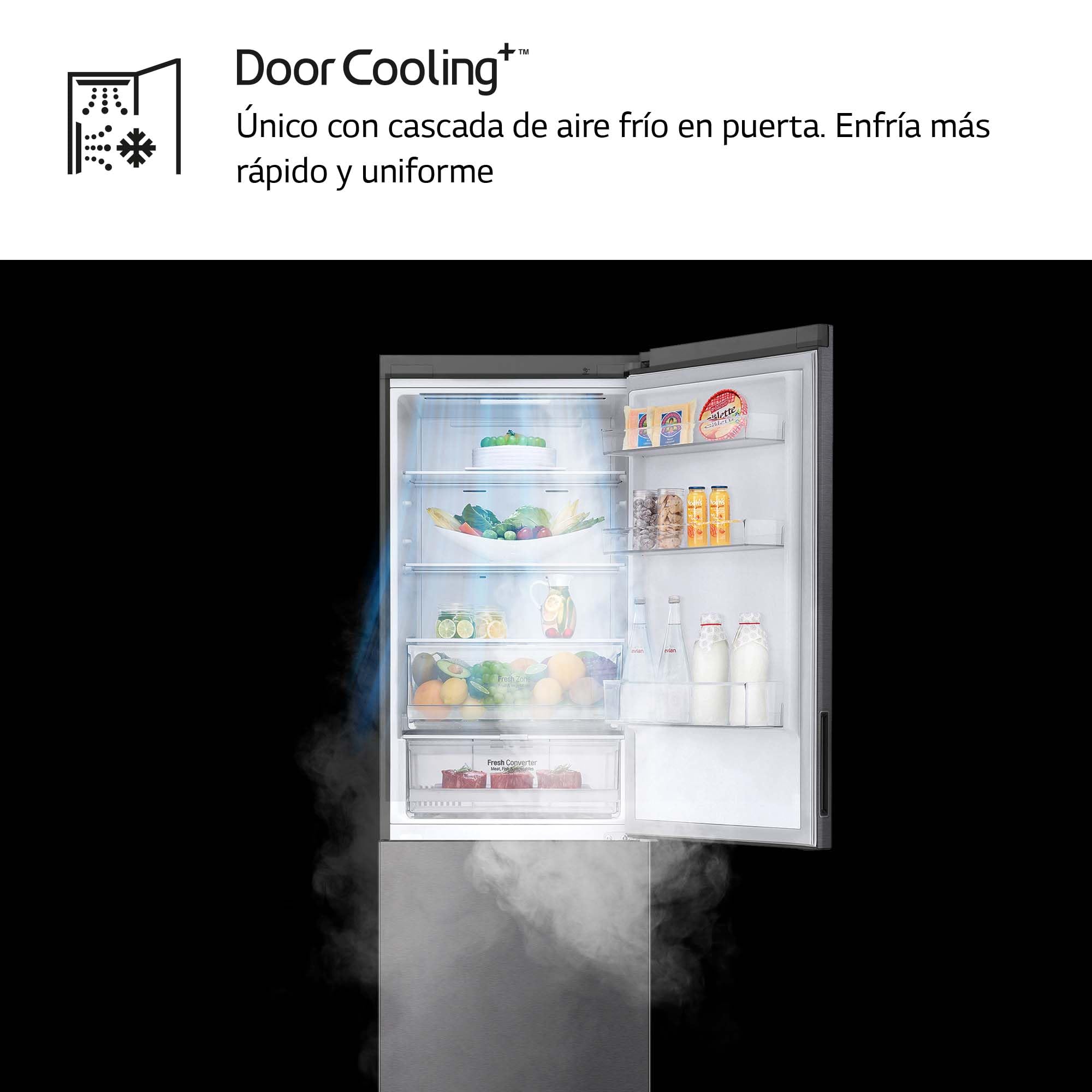 LG GBP61DSXGC - Frigorífico Combi No Frost, Congelador, Compresor Smart Inverter, Color Inox Antihuellas, 186 cm, 341 l