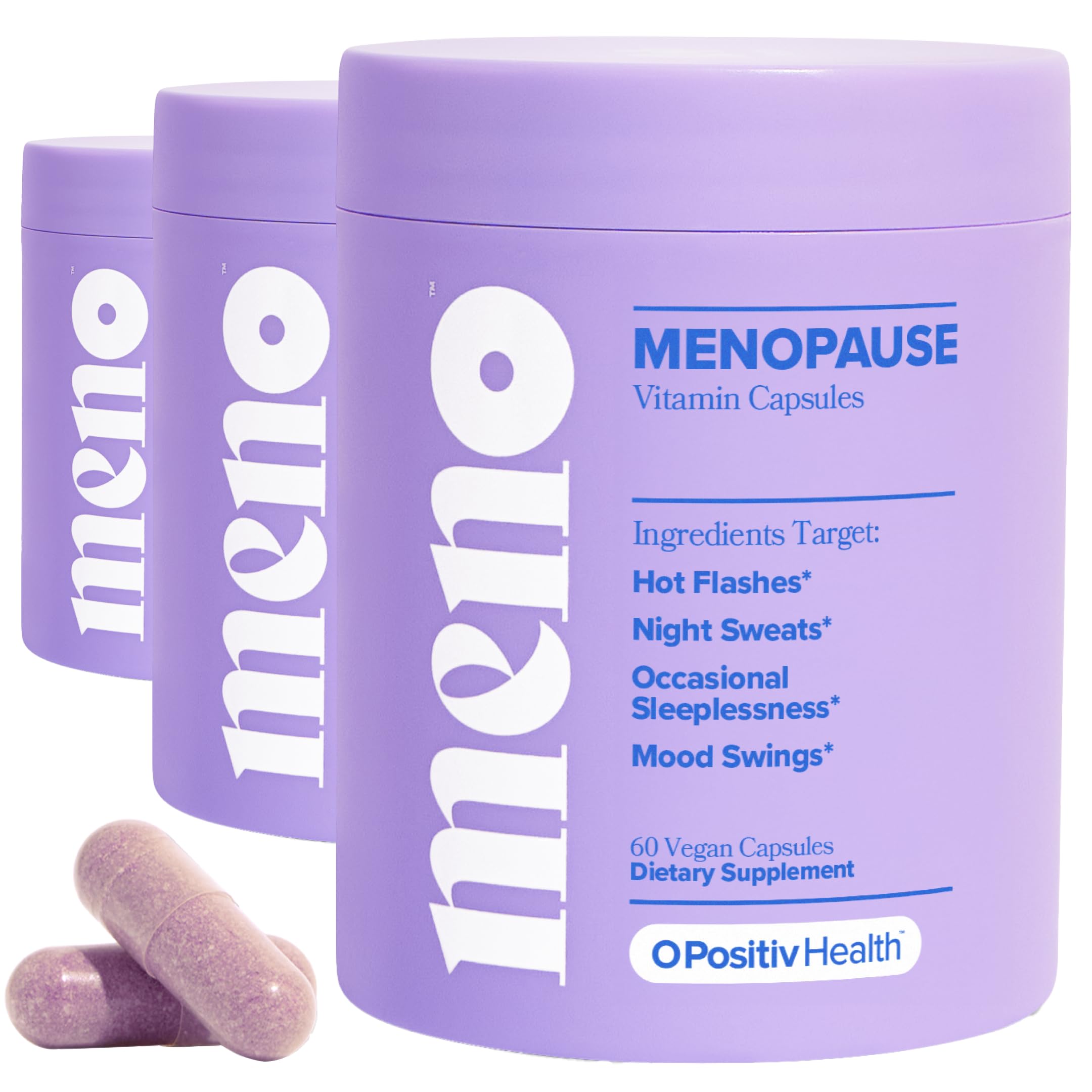 MENO Vitamins for Menopause - Hormone-Free Menopause Supplement for Women - Black Cohosh & Ashwagandha KSM-66 - Helps Relieve Hot Flashes, Night Sweats, Mood Swings - 30 Servings (Pack of 3)