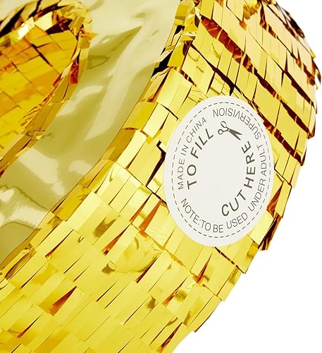 Miniatura 6 de Sparkle and Bash Piñata dorada del número 50 para decoración de cumpleaños de 50 años y decoración de celebración de aniversario, piñata de