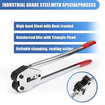 Heavy Duty Banding Strapping Sealer & Crimper for 1/2 Width Polyester Polyproplyn Poly Plastic Strap Manual Tool